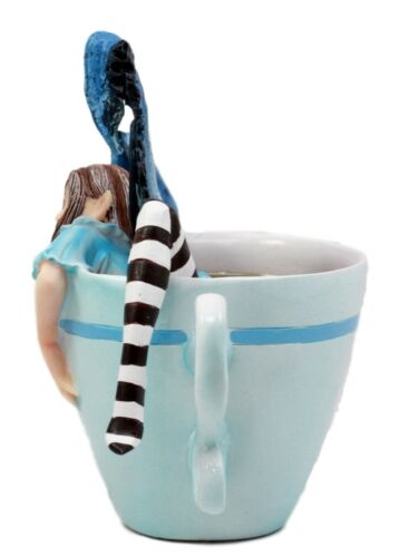 Ebros Amy Brown Teacup Latte Coffee Drunk Fairy Figurine Whimsical Faerie Figure 5"H