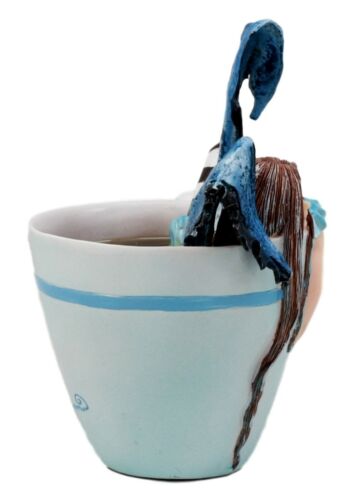 Ebros Amy Brown Teacup Latte Coffee Drunk Fairy Figurine Whimsical Faerie Figure 5"H