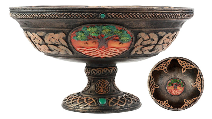 Ebros Ancient Celtic Tree Of Life Offering Bowl Figurine 8.5"H Celtic Knotwork