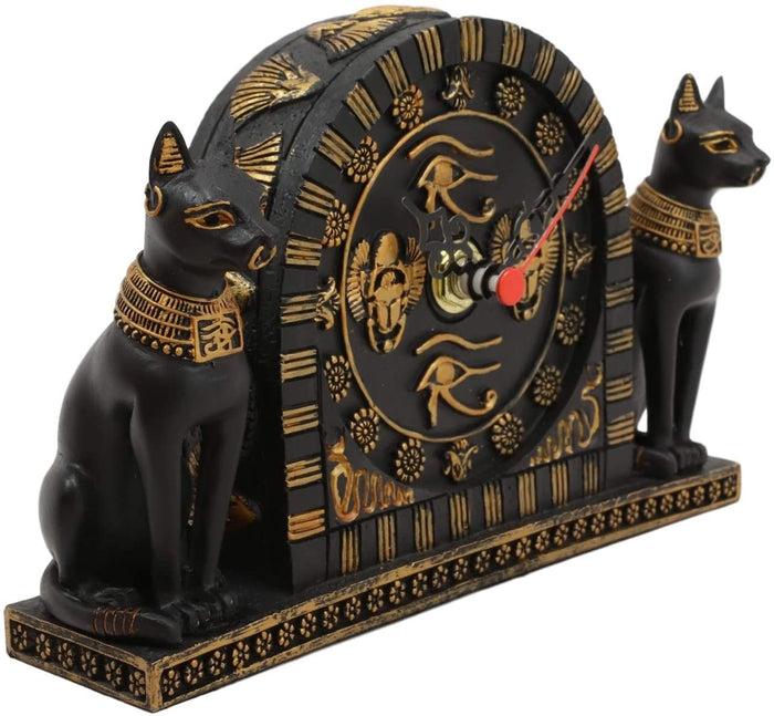 Ebros Ancient Egyptian Bastet Table Clock Statue 6.75" Long With Roman Numerals