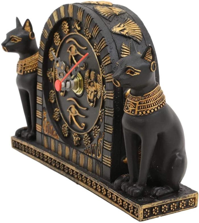 Ebros Ancient Egyptian Bastet Table Clock Statue 6.75" Long With Roman Numerals