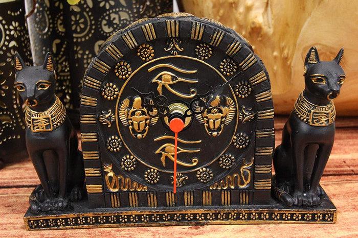 Ebros Ancient Egyptian Bastet Table Clock Statue 6.75" Long With Roman Numerals