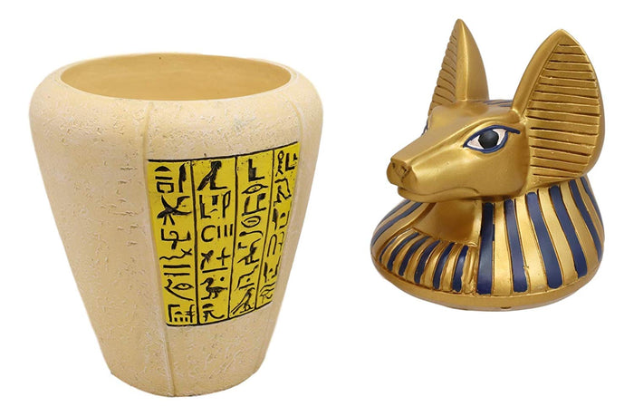 Ebros Ancient Egyptian God Of The Dead Anubis Classical Canopic Jar Statue 10.5" Tall