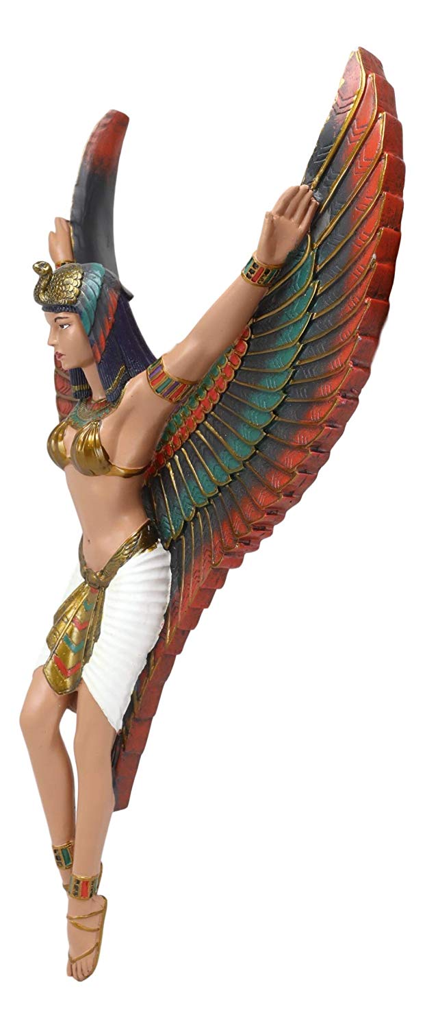 Ebros Ancient Egyptian Goddess Isis With Open Wings Wall Sculpture Decor 18"H