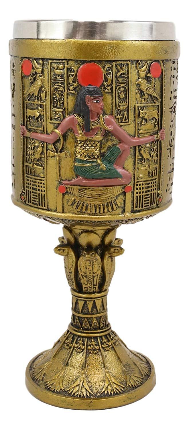 Ebros Ancient Egyptian Kneeling Maat Larger 16oz Cylindrical Wine Goblet Chalice