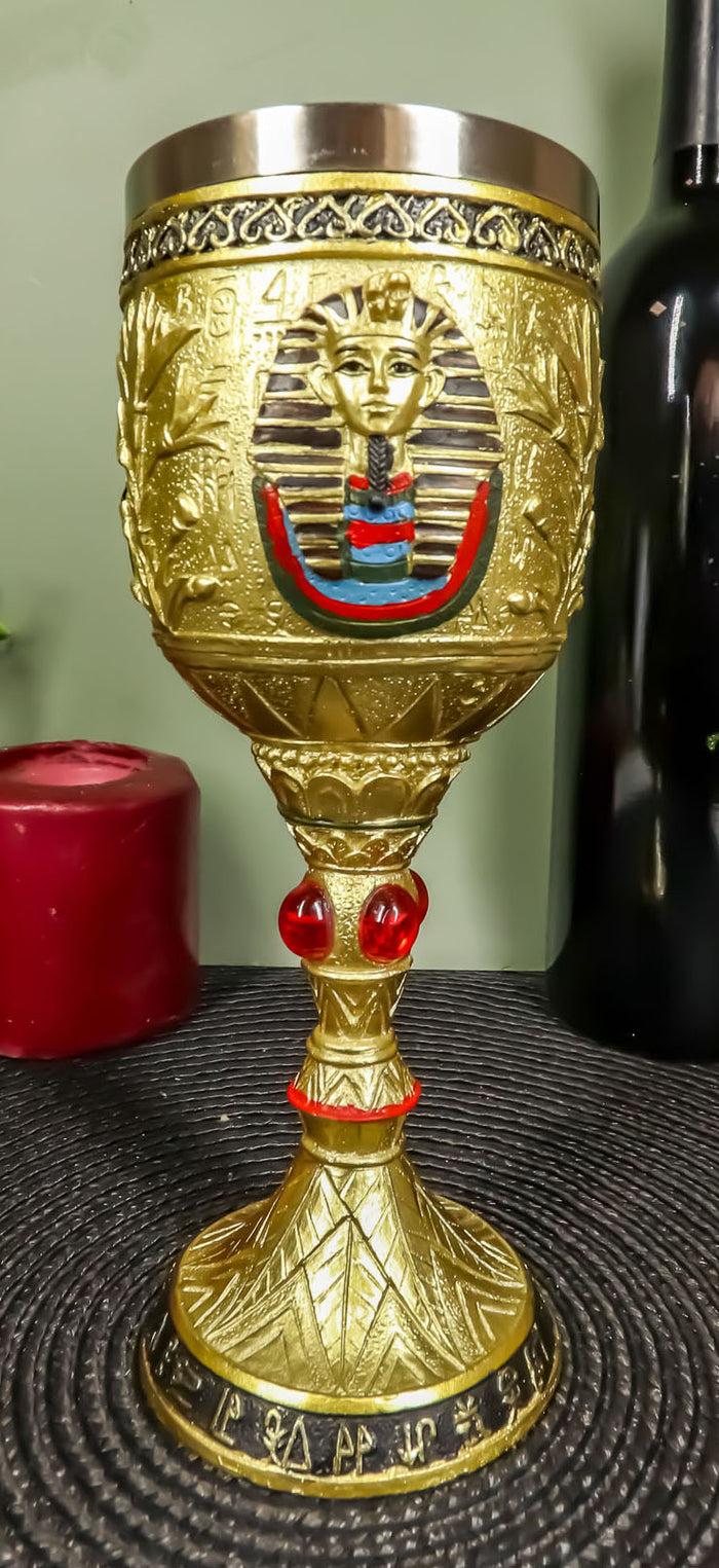 Ebros Ancient Egyptian Pharaoh King Tut Resin Wine Goblet Chalice With Liner Ebros Ancient Egyptian Pharaoh King Tut Resin Wine Goblet Chalice With Liner