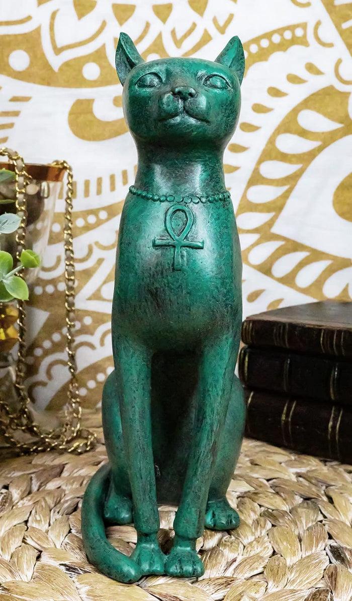 Ebros Ancient Egyptian Sitting Cat Bastet Statue in Aged Bronze Patina Resin Finish 8.5" Tall Ebros Ancient Egyptian Sitting Cat Bastet Statue in Aged Bronze Patina Resin Finish 8.5" Tall