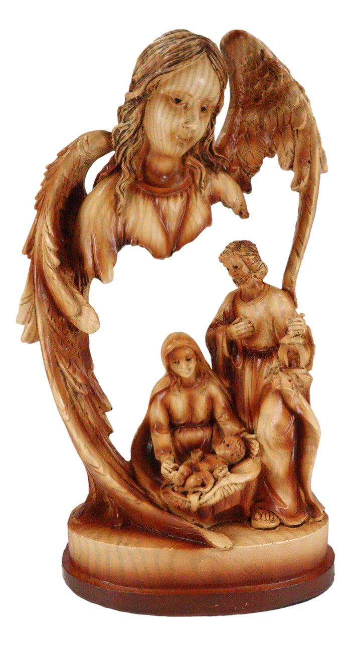 Ebros Angel Gabriel Watching Over The Holy Family Of Jesus Woodlike Sculpture