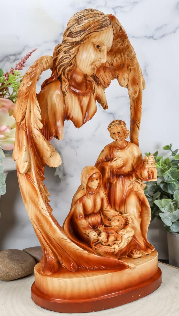 Ebros Angel Gabriel Watching Over The Holy Family Of Jesus Woodlike Sculpture