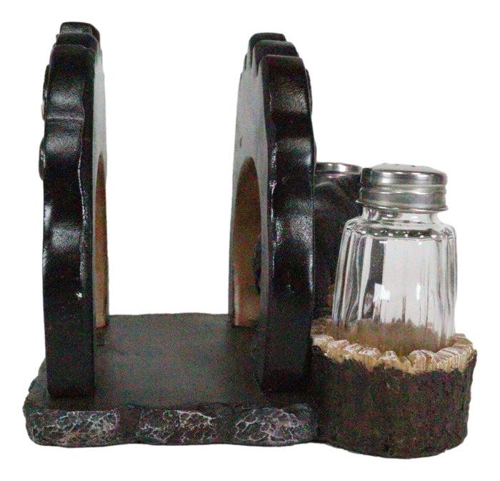 Ebros Animal Totem Black Bear Paw Napkin And Salt Pepper Shakers Holder Statue
