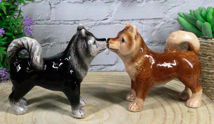 Ebros Animated Dog Siberian Huskies Salt and Pepper Shakers Ceramic Magnetic Figurine Set 4" L Pedigree Dogs Husky Breed Brown and Black Coat Kissing Collectible Figurines Kitchen Decorations Ebros Animated Dog Siberian Huskies Salt and Pepper Shakers Ceramic Magnetic Figurine Set 4" L Pedigree Dogs Husky Breed Brown and Black Coat Kissing Collectible Figurines Kitchen Decorations