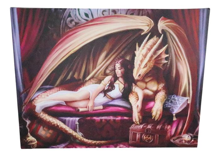 Ebros Anne Stokes Inner Sanctum Dragon Queen Wood Framed Picture Canvas Decor