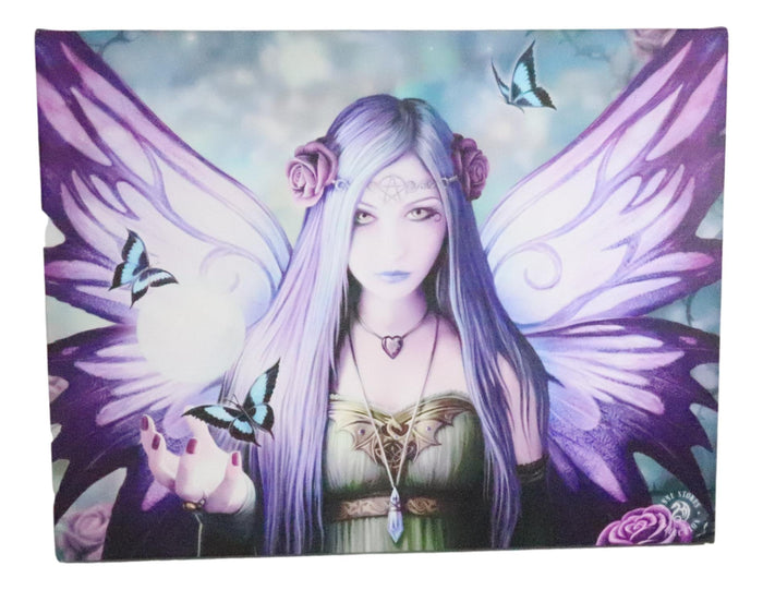 Ebros Anne Stokes Mystic Aura Butterfly Fairy Wood Framed Picture Canvas Wall Decor