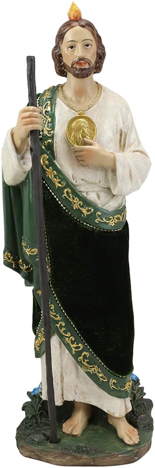Ebros Apostle Saint Jude Thaddeus Resin With Velvet Fabric Outfit Statue 12"H