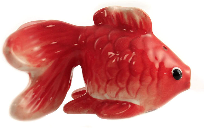 Ebros Aquarium Gold Fish Pet Buddy Ceramic Magnetic Salt Pepper Shakers Set