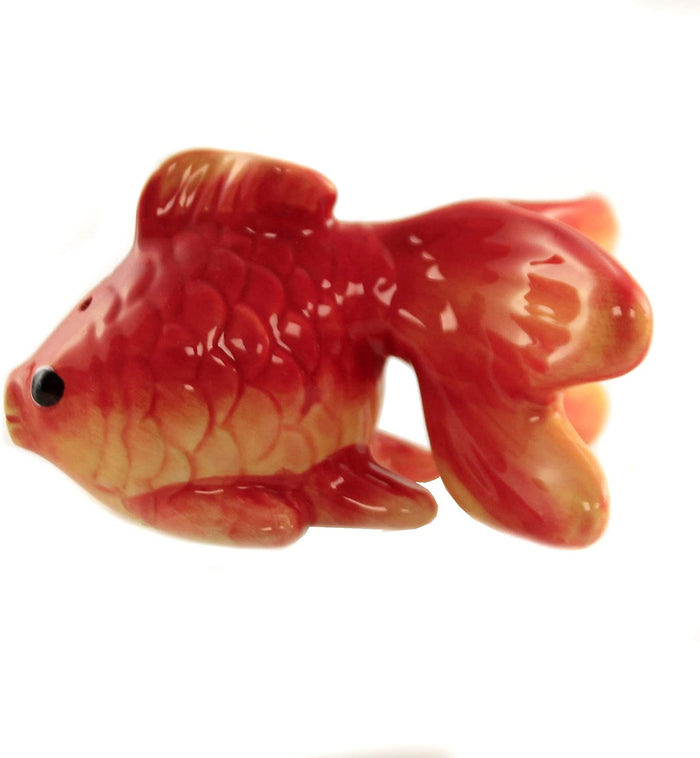 Ebros Aquarium Gold Fish Pet Buddy Ceramic Magnetic Salt Pepper Shakers Set