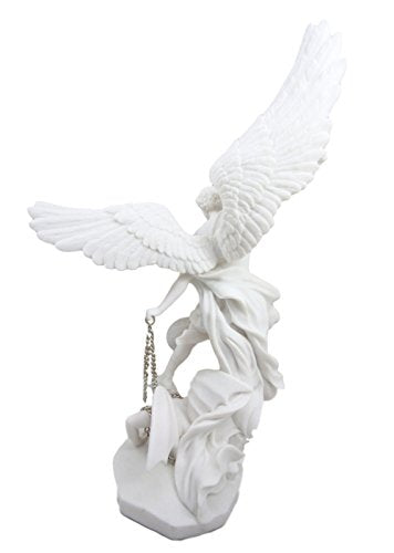 Ebros Archangel Saint Michael Statue 13.5"H Battle Of Armageddon (Off White)