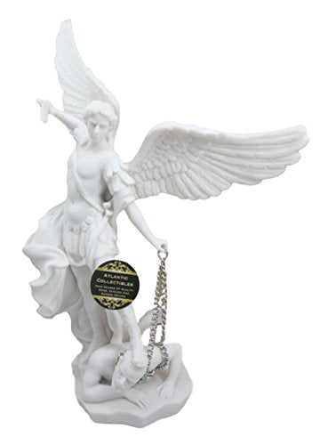 Ebros Archangel Saint Michael Statue 13.5"H Battle Of Armageddon (Off White)