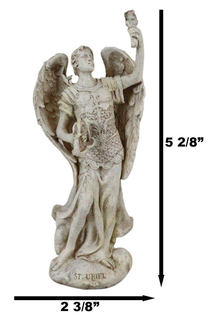 Ebros Archangel Saint Uriel Statue 5"H Light And Fire Of God Patron Of Confirmation