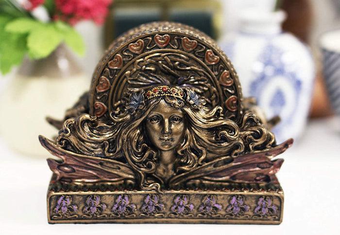Ebros Art Nouveau Tuscany Fairy Coaster Holder With 6 Round Coasters Set