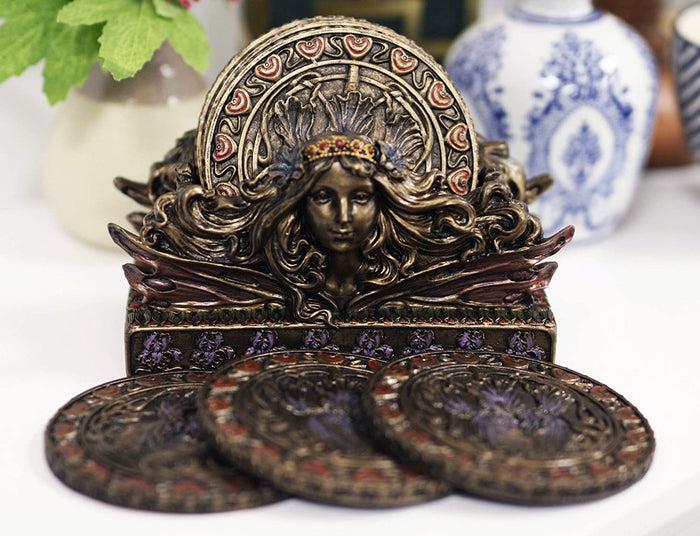 Ebros Art Nouveau Tuscany Fairy Coaster Holder With 6 Round Coasters Set