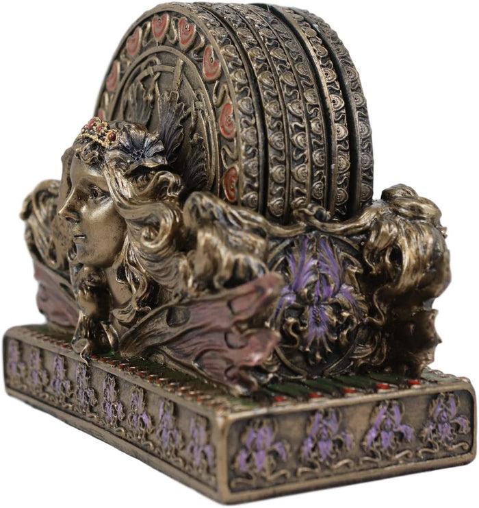 Ebros Art Nouveau Tuscany Fairy Coaster Holder With 6 Round Coasters Set