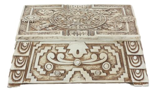 Ebros Aztec Maya Lunar And Solar Sun Gods Mesoamerican Calendar Jewelry Box Figurine