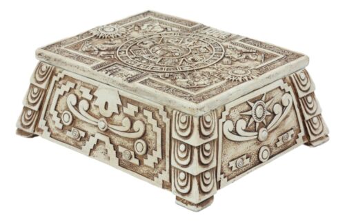Ebros Aztec Maya Lunar And Solar Sun Gods Mesoamerican Calendar Jewelry Box Figurine