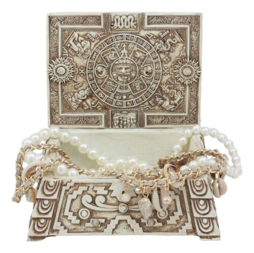 Ebros Aztec Maya Lunar And Solar Sun Gods Mesoamerican Calendar Jewelry Box Figurine