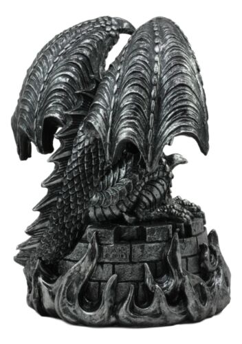 Ebros Aztec Quetzalcoatl Merciless Dragon With Human Skull Sacrifice Statue 10" Tall Fantasy Dragon Beast Sculptural Resin Home Decor
