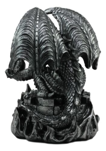 Ebros Aztec Quetzalcoatl Merciless Dragon With Human Skull Sacrifice Statue 10" Tall Fantasy Dragon Beast Sculptural Resin Home Decor