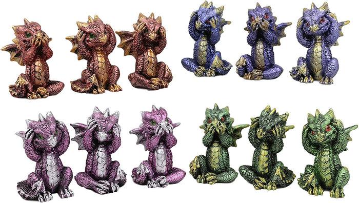 Ebros Baby Dragons In See Hear Speak No Evil Poses Miniature Figurines Set Of 12