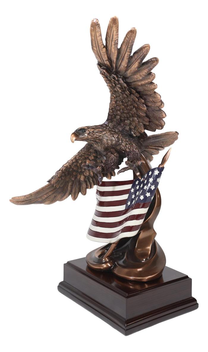 Ebros Bald Eagle Soaring Over The Star Spangled Banner American Flag Statue