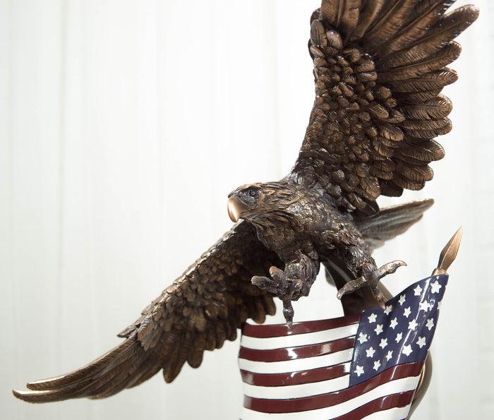 Ebros Bald Eagle Soaring Over The Star Spangled Banner American Flag Statue