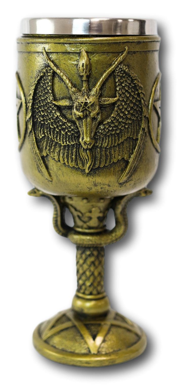 Ebros Baphomet Goblets & Chalices With 15 Oz Capacity Removable Stainless Cup