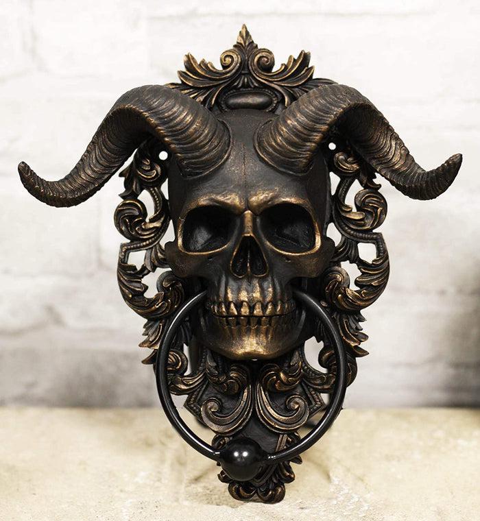 Ebros Baphomet Horned God Skull Hanging Door Knocker With Built In Striker Plate