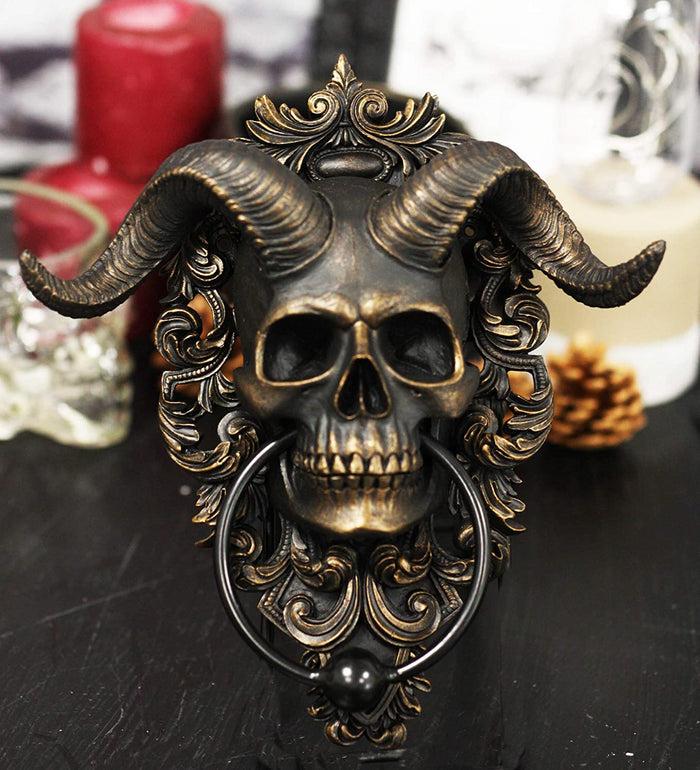 Ebros Baphomet Horned God Skull Hanging Door Knocker With Built In Striker Plate