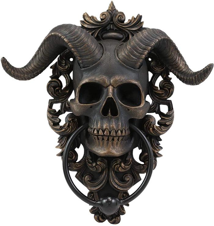 Ebros Baphomet Horned God Skull Hanging Door Knocker With Built In Striker Plate