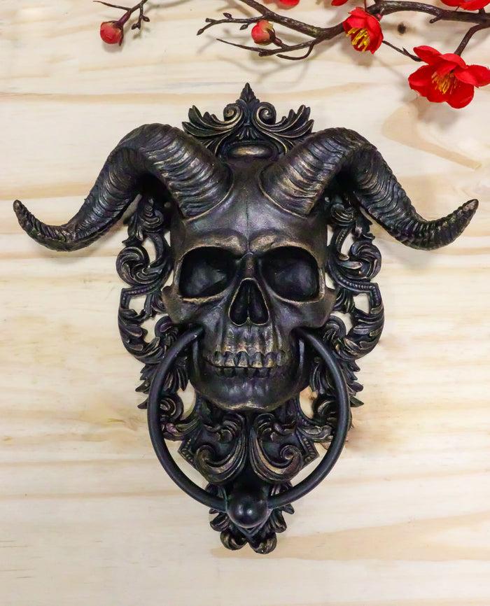 Ebros Baphomet Horned God Skull Hanging Door Knocker With Built In Striker Plate