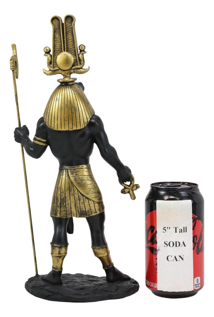 Ebros Black And Gold Egyptian Benevolent God Sobek With Crocodile Head Atef Crown And Human Body Form Statue 12" H Patron Of The Nile For Crops And Fertility Gods Of Egypt Accent Figurine
