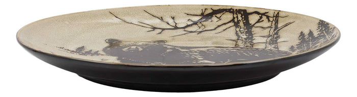 Ebros Black Bear Abstract Art Large Round Dinner Plate Set Of 2 11" Diameter