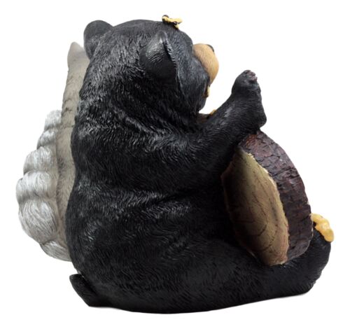 Ebros Black Bear & Raccoon Statue Wipe Your Paws Greeter Welcome Sign Home Decor