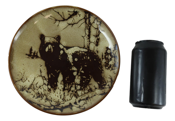 Ebros Black Bear Round Salad Or Appetizer Or Dessert Plate Set Of 2 8.5" Dia
