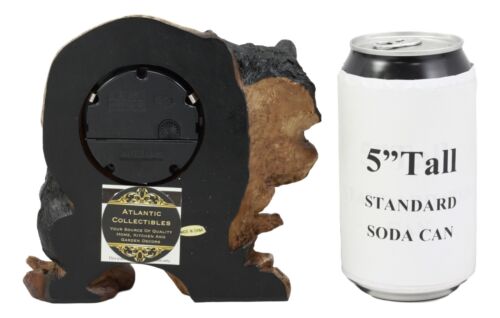 Ebros Black Bear Table Clock Mother Bear And Cub On Branch Desktop Clock Figurine 5.5" Tall