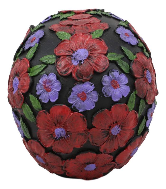 Ebros Black Day Of The Dead Floral Blooms Sugar Skull Figurine DOD Skulls 6" L