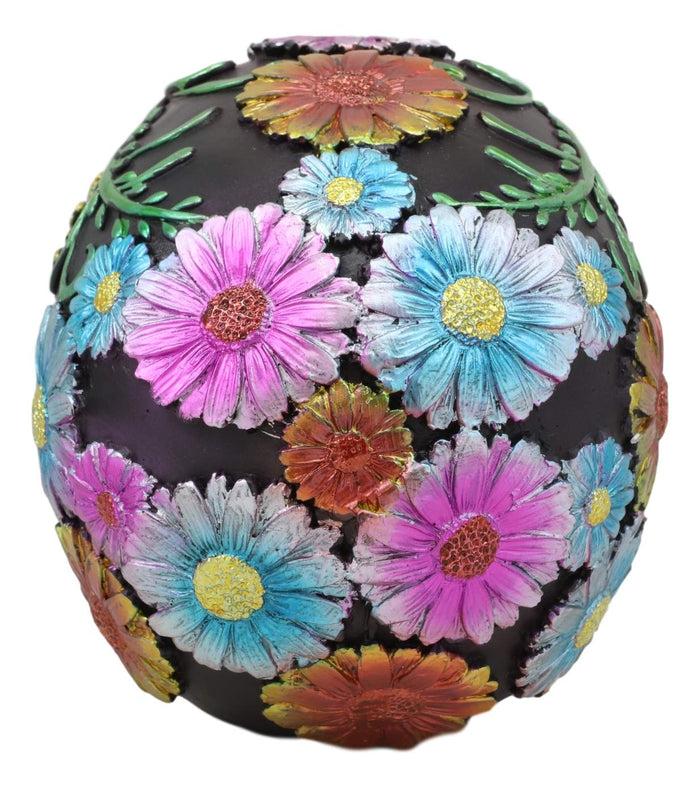 Ebros Black Day Of The Dead Floral Blooms Sugar Skull Figurine Skulls 6" Long