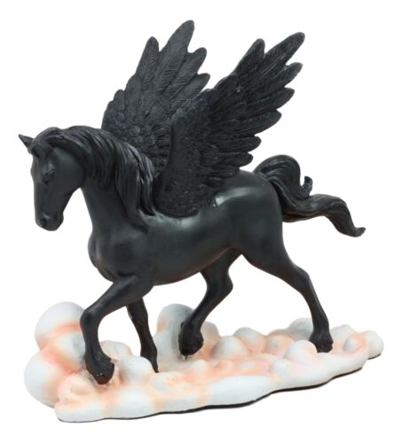 Ebros Black Pegasus Horse Flying Over Clouds Of Olympus Figurine 7" H Greek Mythology Decor Statue For Desk Or Shelf Decorative Sculpture Fantasy Gifts For Girls Women