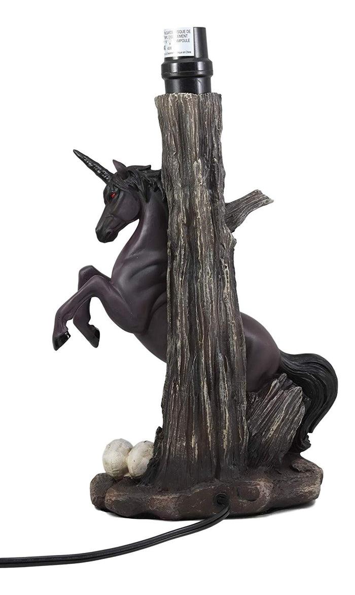 Ebros Black Unicorn Sculptural Desktop Table Lamp With Night Sky Shade 19" Tall
