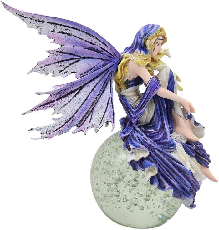 Ebros Blonde Fairy Sitting On Lunar Full Moon Statue 8.5" Tall By Nene Thomas