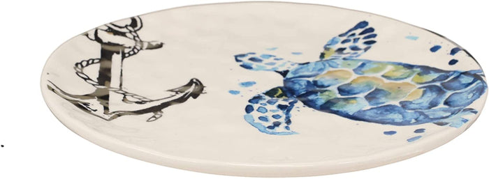 Ebros Blue And White Sea Turtle Ceramic Dinnerware (Salad Appetizer Plate 1)